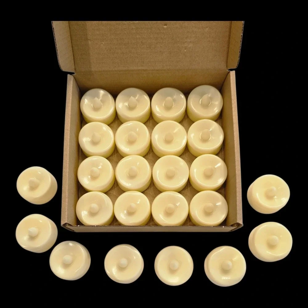 Flameless LED Tea Light Candles: 24 Pack Battery Powered Fake Candles Ivory